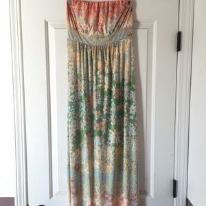 Soma Spring Floral Pastel Watercolor Maxi Dress